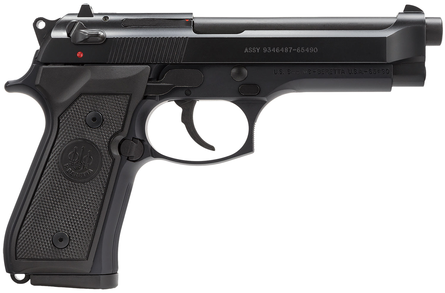 Beretta USA J92M9A0CA M9 *CA Compliant Full Size Frame 9mm Luger 10+1, 4.90" Steel Barrel, Black Bruniton Serrated Steel