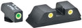 AmeriGlo GL5115 Classic Tritium Sight Set for Glock  Green Tritium White Outline Front Sight-Yellow Tritium White Outlin