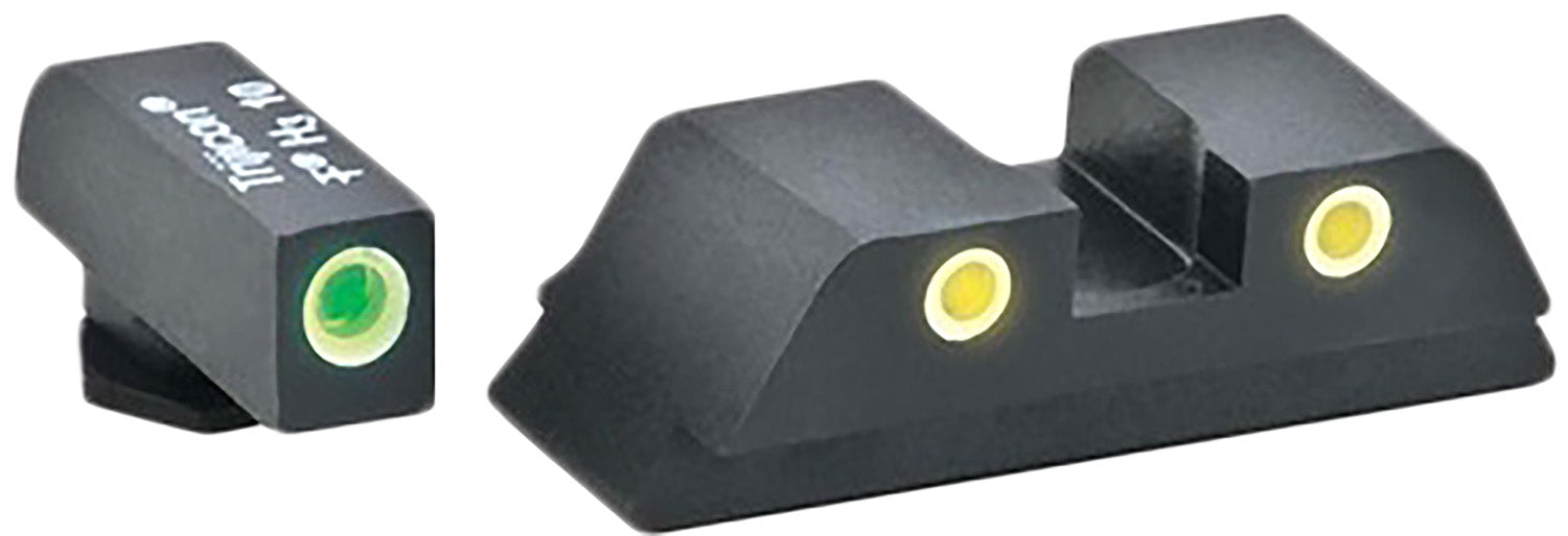 AmeriGlo GL5115 Classic Tritium Sight Set for Glock  Green Tritium White Outline Front Sight-Yellow Tritium White Outlin