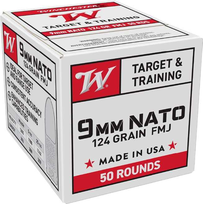 WINCHESTER USA 9MM NATO 124G FMJ 50RD BX 1000RD CASE