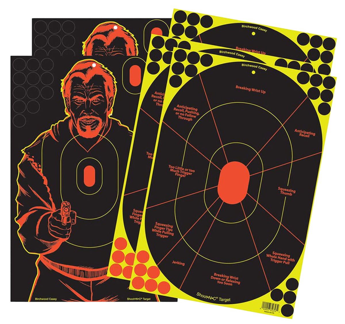 Birchwood Casey 34630 Shoot-N-C Reactive Target Combo Pack Self-Adhesive Paper Multi Color 12"x18" Oval Silhouette/Bad G