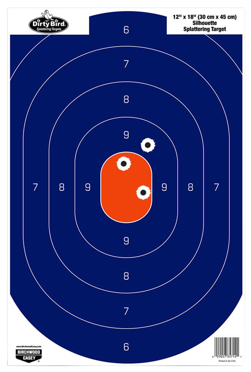 Birchwood Casey 35718 Dirty Bird  Silhouette Tagboard Hanging Universal 12" x 18" Blue/Orange 8 Per Pkg