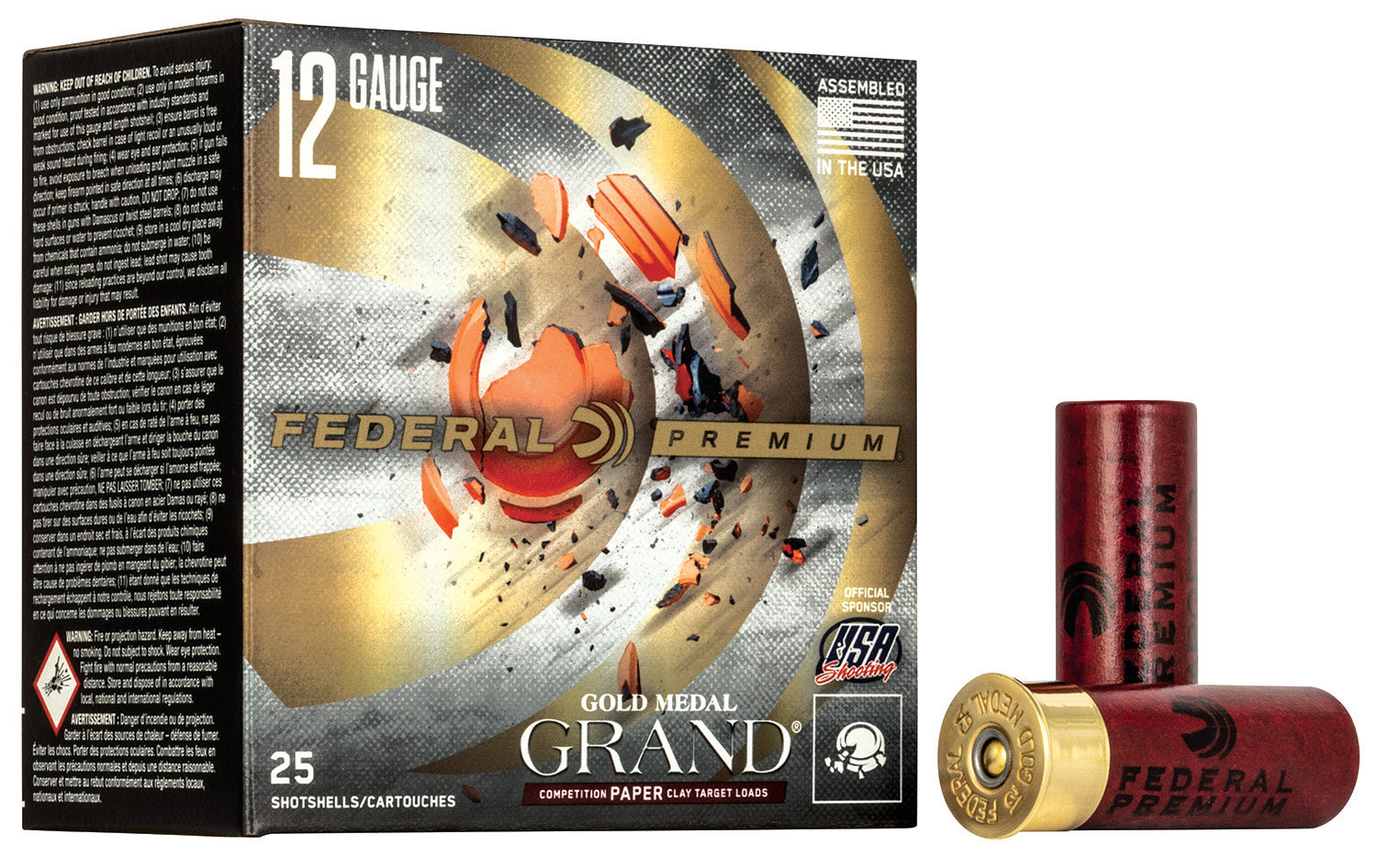 Federal GMT11875 Premium Gold Medal Paper 12Gauge 2.75" 1 1/8oz 7.5Shot 25 Per Box/10 Case