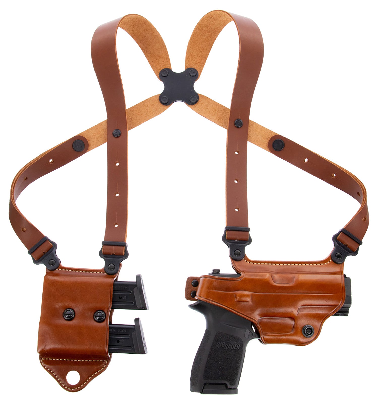 Galco MCII652 Miami Classic II Shoulder System Size Fits Chest Up To 56" Tan Leather Compatible w/S&W M&P Shield/Glock 4