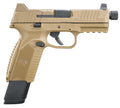 FN 66100373 509T  9mm Luger 17+1/24+1 4.50" Black Steel Threaded Barrel, Flat Dark Earth Optic Cut/Serrated Stainless St