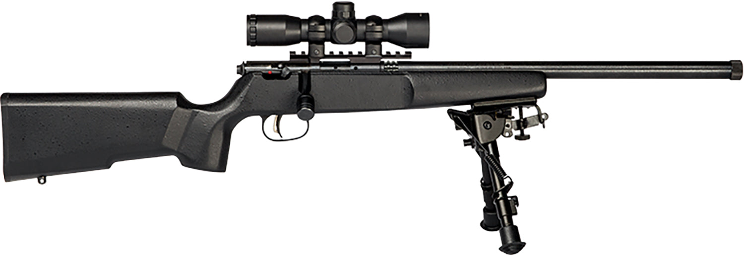 Savage Arms 13824 Rascal Target XP Youth 22 LR 1rd 16.13" Black Satin Heavy Threaded Barrel, Satin Black Drilled & Tappe