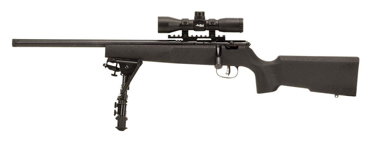 Savage Arms 13836 Rascal Target XP Youth 22 LR 1rd 16.13" Black Satin Heavy Threaded Barrel, Satin Black Drilled & Tappe