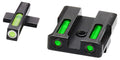 HiViz XDN321 LiteWave H3 Sight Set for Springfield XD Green Tritium White Outline Front Sight-Green Fiber Optic Rear Sig