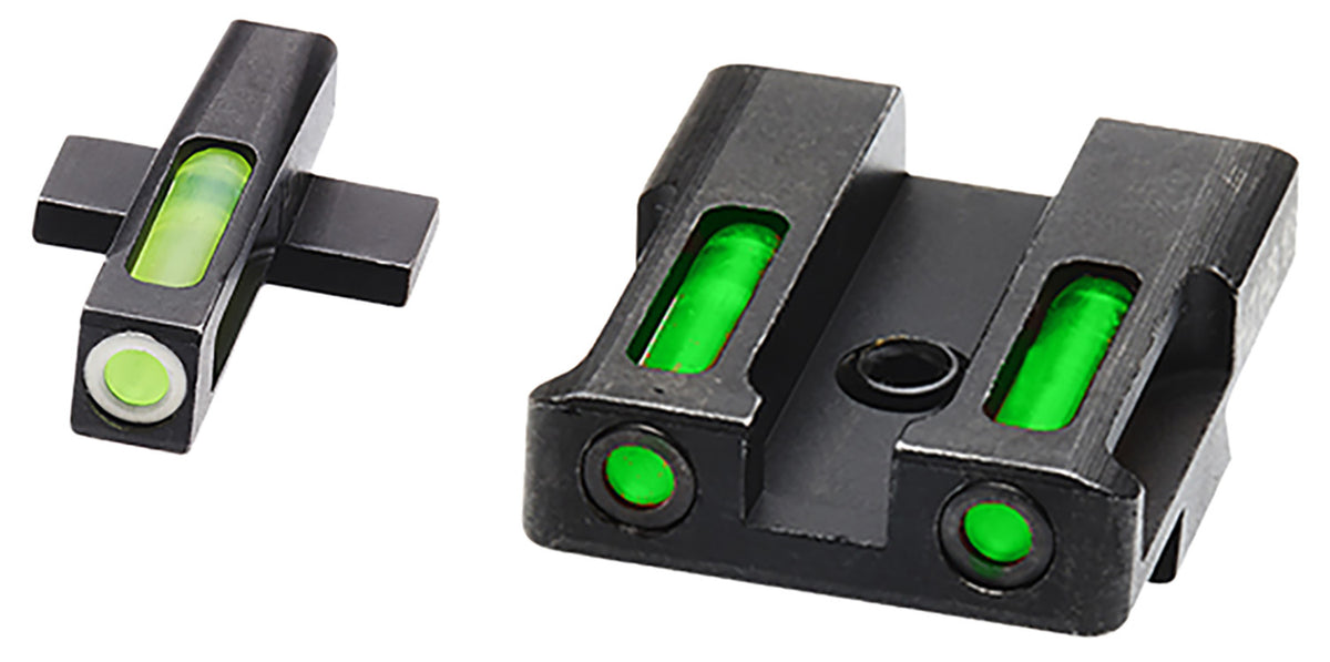 HiViz XDN321 LiteWave H3 Sight Set for Springfield XD Green Tritium White Outline Front Sight-Green Fiber Optic Rear Sig