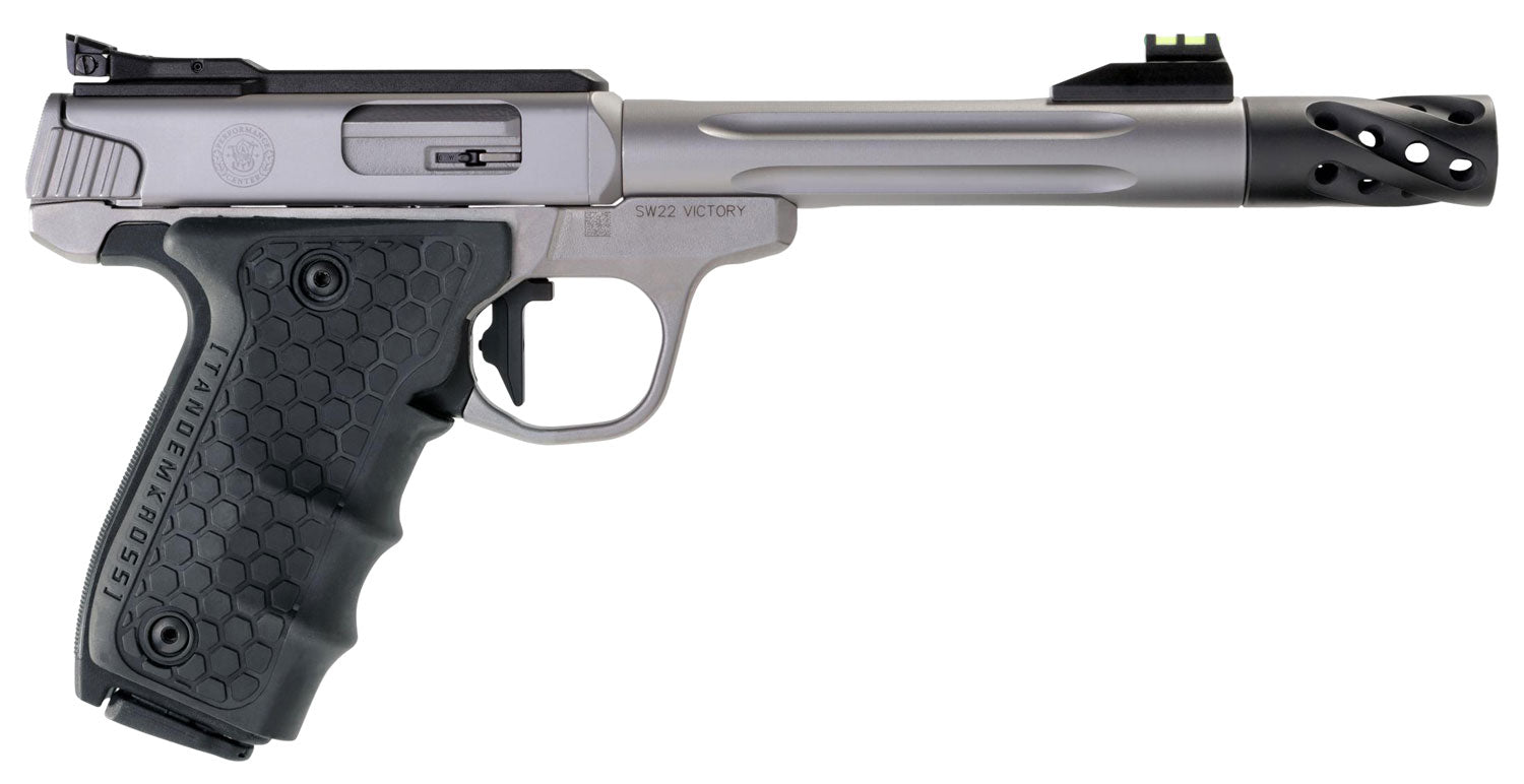 Smith & Wesson 12078 Performance Center Victory Target 22 LR 6" MB 10+1 Stainless Steel Tandemkross Black HiveGrip with 