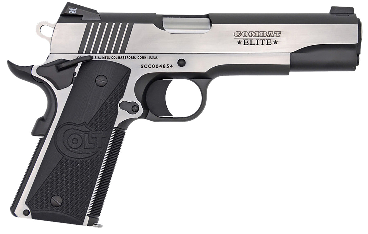 Colt Mfg O1072CE 1911 Combat Elite Government 9mm Luger 5" 9+1 Overall Two-Tone Elite Finish Stainless Steel Frame & Sli
