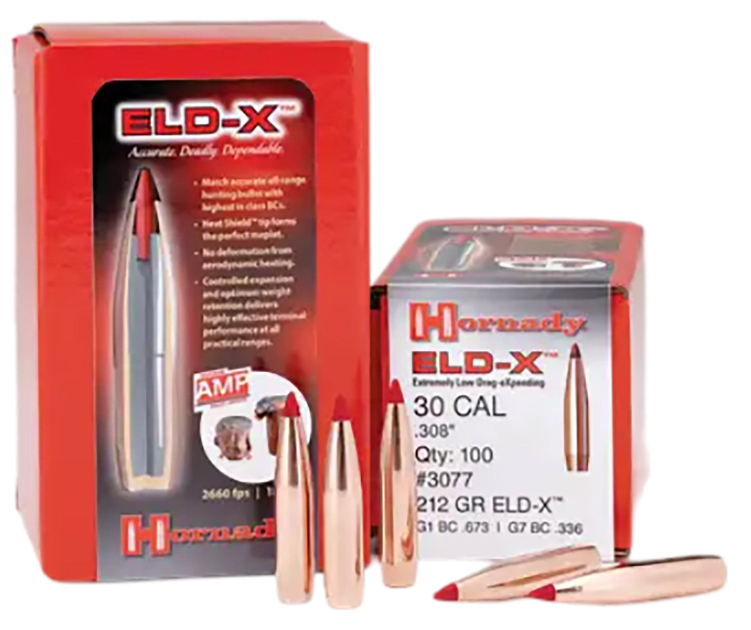 Hornady 3074 ELD-X  30 Cal .308 178 gr Extremely Low Drag eXpanding 100 Per Box/ 15 Case