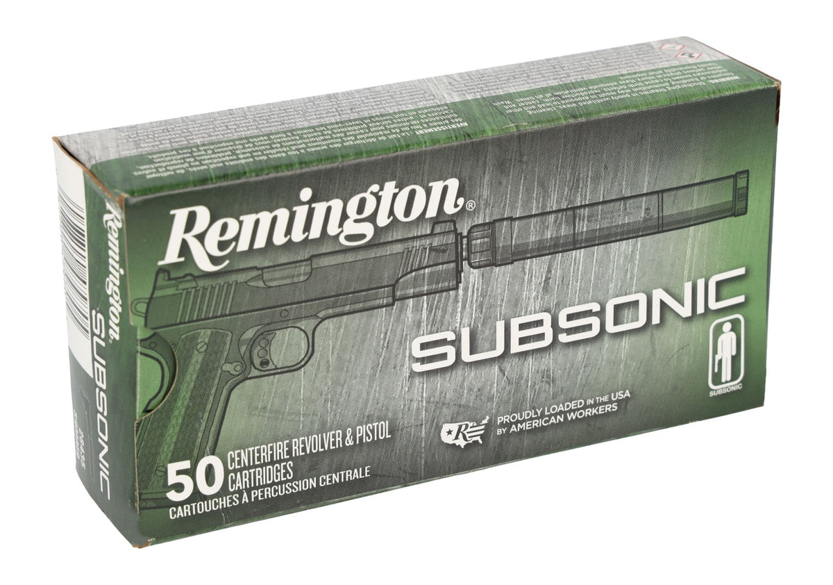 Remington Ammunition 28428 Subsonic  45ACP 230gr Flat Nose Enclosed Base 50 Per Box/10 Case