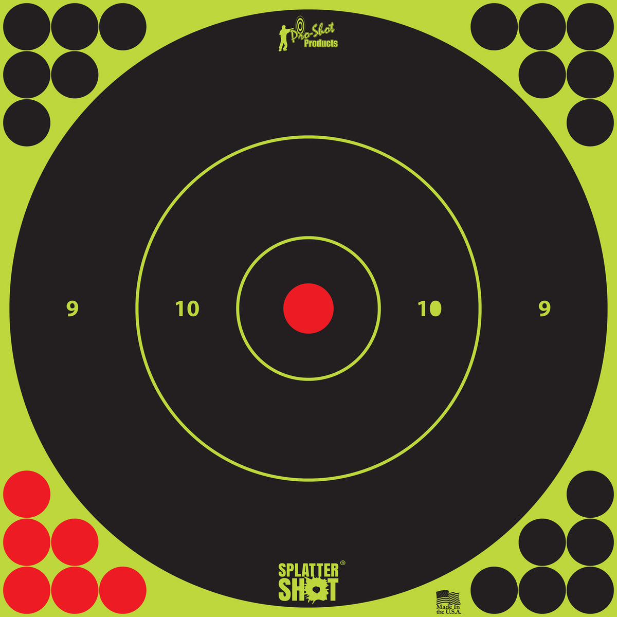 Pro-Shot 12BGREEN5PK SplatterShot  Self-Adhesive Paper Black/Green 12" Bullseye 5 Pack