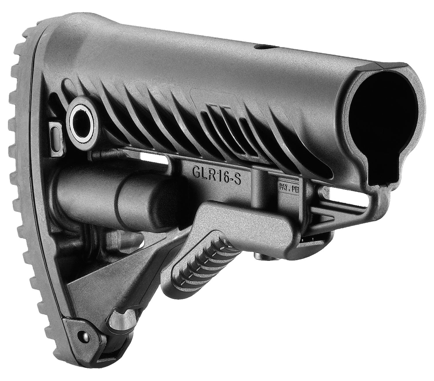 FAB Defense FXGLR16B GLR-16  Buttstock for AR-15/ M16/ M4 Fixed Storage Compartment & Anti-Rattle Mechanism Black Polyme