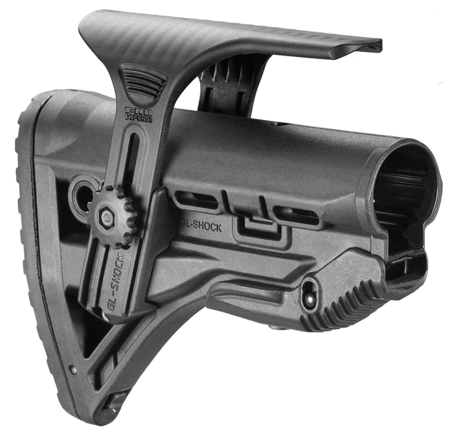 FAB Defense FXGLSHOCKCP GL-Shock CP Buttstock for AR-15/ M16/ M4 w/Adjustable Cheek-Rest & Anti-Rattle Mechanism Black M