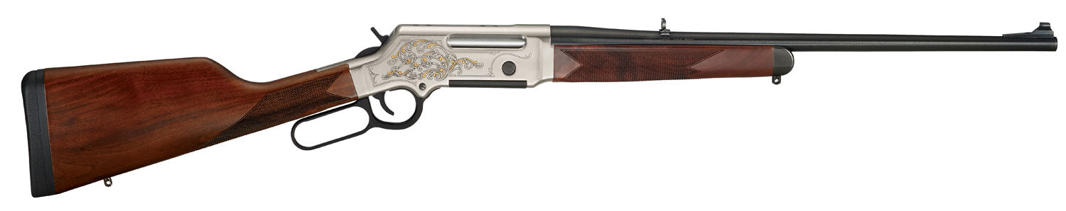 Henry H014D308 Long Ranger Deluxe Full Size 308 Win 4+1 20" Blued Steel Barrel, Engraved Nickel-Plated w/24K Gold Inlay 