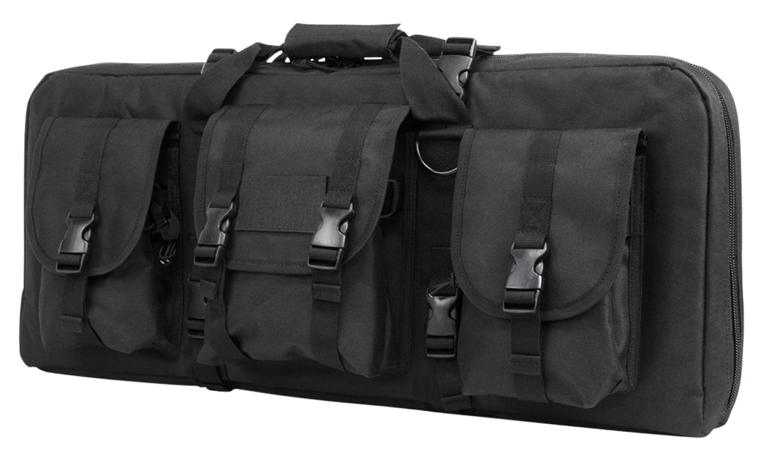 NcStar CVCPD2962B28 VISM Deluxe SubGun Case 28" Black PVC Fabric w/ Exterior Pockets Zippers & Padding for 2 AR or AK Pi