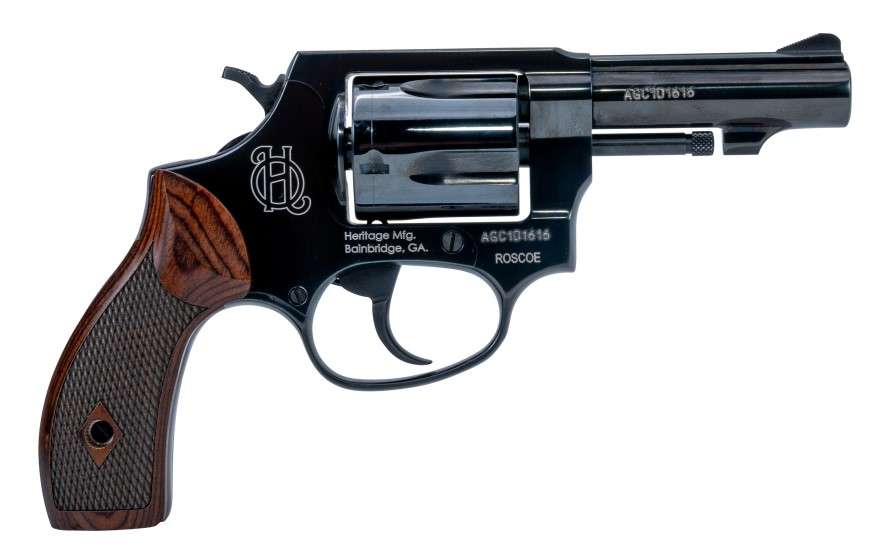 HERITAGE ROSCOE 38SPL REVOLVER 3" 5RD BLK/WOOD GRIP
