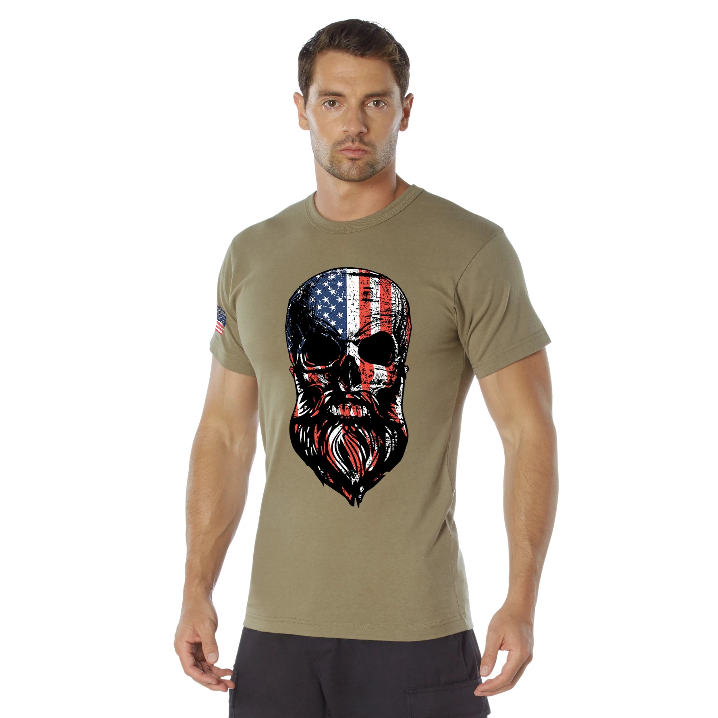 Rothco US Flag Bearded Skull T-Shirt