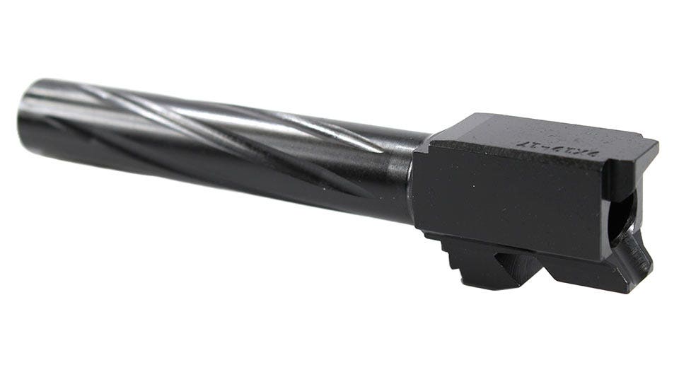 Barrel for Grizzly 101 & Glock 17 9mm, Black Nitride Spiral Fluted, Unthreaded