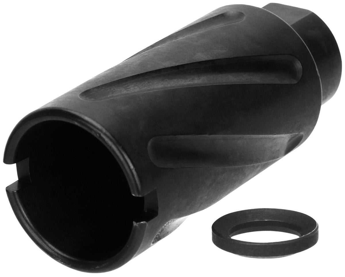 TacFire MZ10073B Spiral Fluted Muzzle Brake Black Oxide Steel with 5/8"-24 tpi Threads, 2.60" OAL & 1.12" Diameter for 3