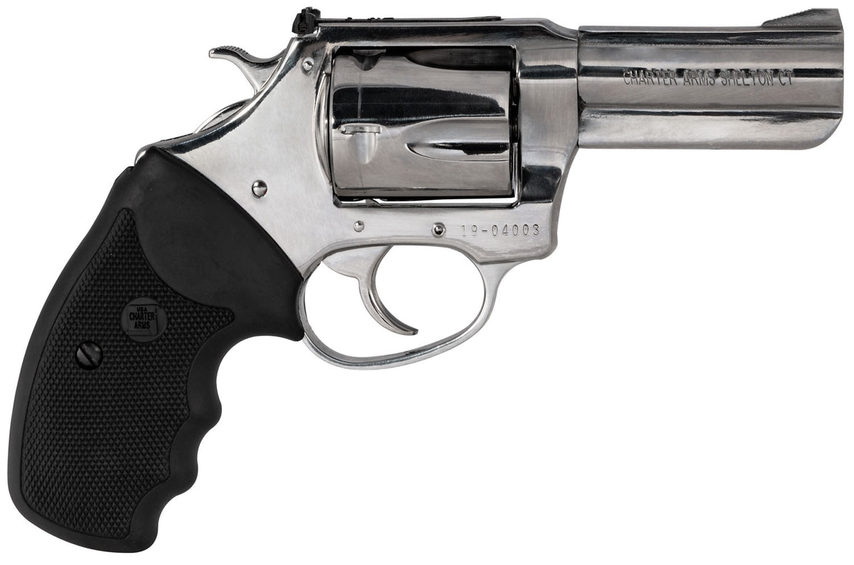 Charter Arms 73539 Mag Pug  Large 357 Mag, 5 Shot 3" High Polished Stainless Steel Barrel, Cylinder & Frame w/Black Fing