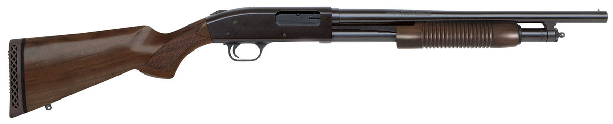 Mossberg 50429 500 Retrograde Full Size 12 Gauge Pump 3" 5+1 18.50" Blued Steel Barrel, Blued Drilled & Tapped Steel Rec