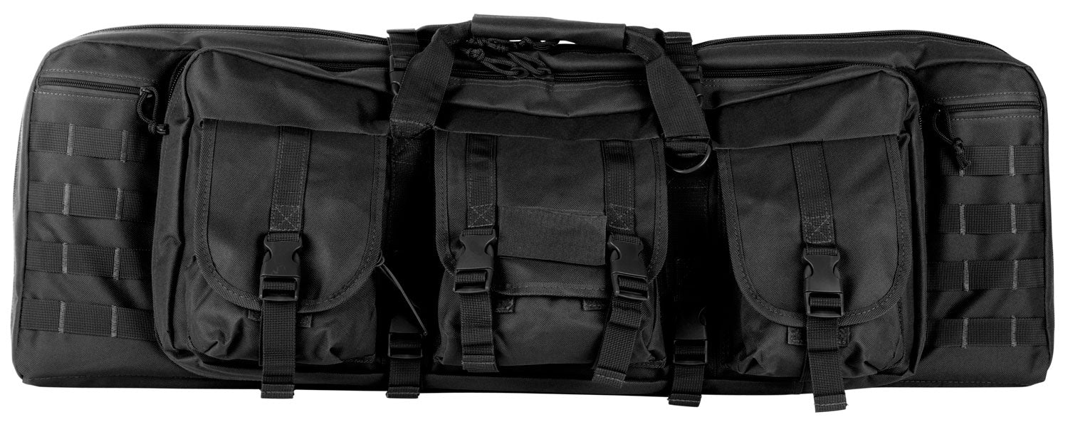 NcStar CVDC2946B42 VISM Double Carbine Case Heavy Duty PVC Nylon w/Padded Center Divider Lockable Zippers Exterior Pocke