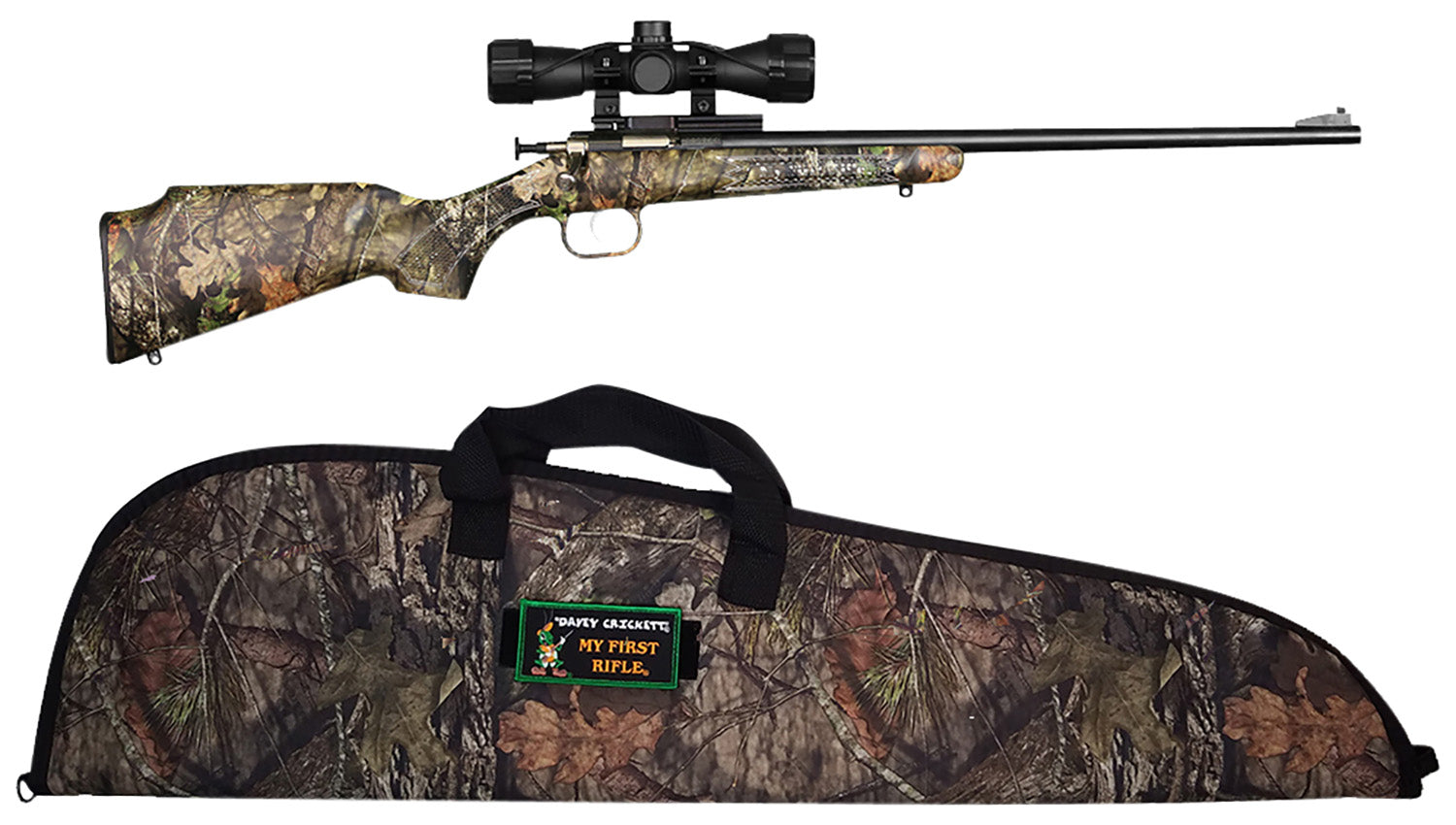 Crickett KSA2163BSC Youth Package 22 LR 1rd 16.12" Blued Barrel/Receiver, Mossy Oak Break-Up Synthetic Stock, Rebounding