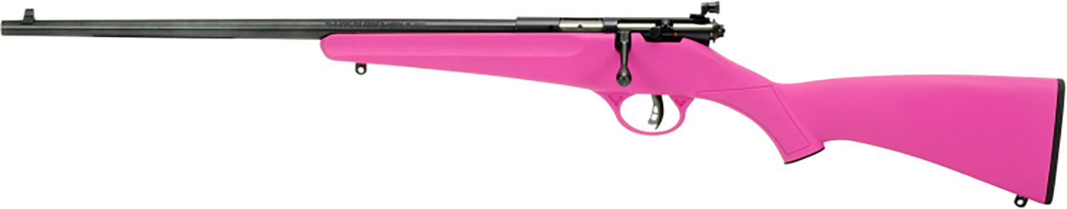 Savage Arms 13844 Rascal  Youth 22 LR 1rd 16.13" Matte Black Sporter Barrel, Matte Black Carbon Steel Receiver, Pink Fix