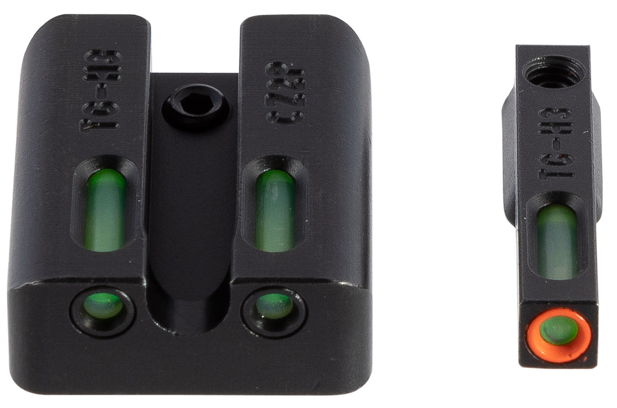 TruGlo TG13CZ2PC TFX Pro  Black | Green Tritium & Fiber Optic Orange Outline Front Sight Green Tritium & Fiber Optic Rea