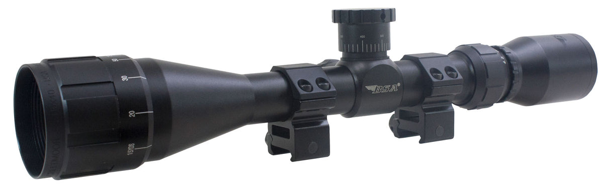 BSA 2239X40AOW Sweet 22 with Matte Black Finish, 3-9x 40mmAO, 30/30 Duplex Reticle, 1" Tube, 25 MOA Adj Size & Dovetail 