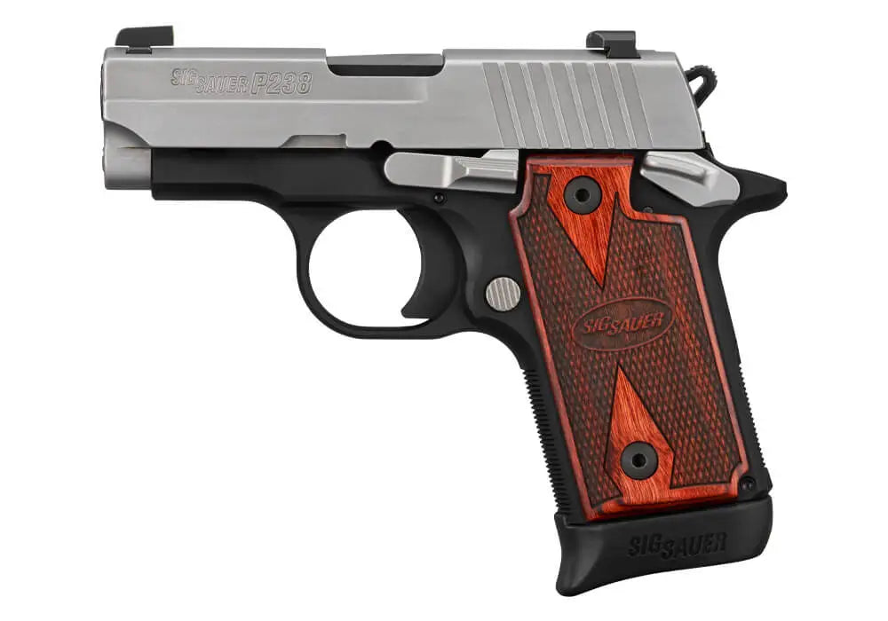 SIG SAUER P238 TWO TONE 380ACP 2.7" STS/BLK WALNUT GRIPS 1-6RD 1-7RD MAG