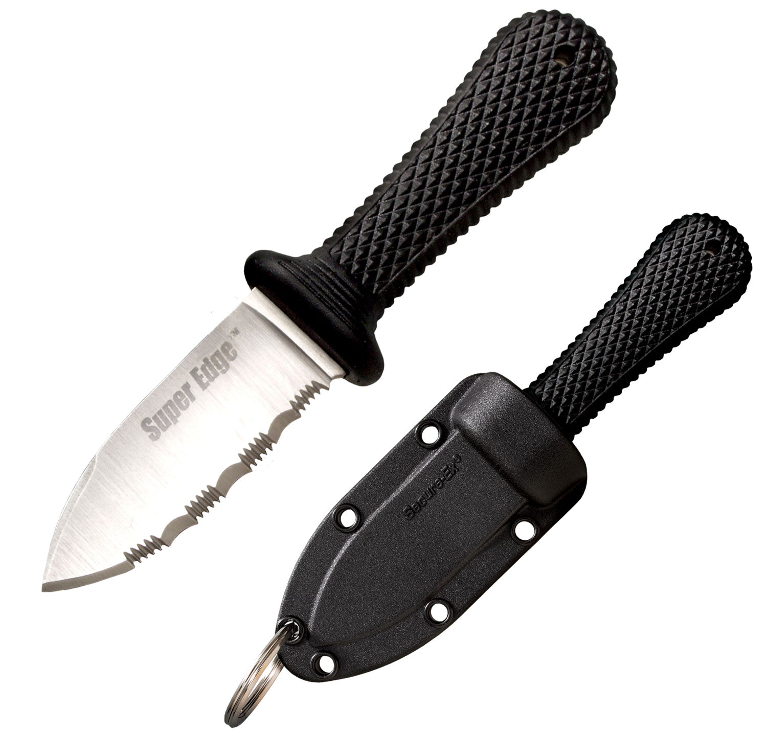 Cold Steel 42SS Super Edge  2" Fixed Part Serrated Japanese AUS-8A SS Blade/ Black Kray-Ex Handle Includes Sheath