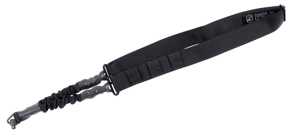 Phase 5 Weapon Systems SLGQD Single Point Sling Black Nylon Strap w/Elastic Shock-Cord 24.50-33.50" OAL Adjustable Bunge