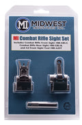 Midwest Industries MICRSSET Combat Rifle Sight Set  Black Flip Up Front & Rear for AR-15, M16, M4