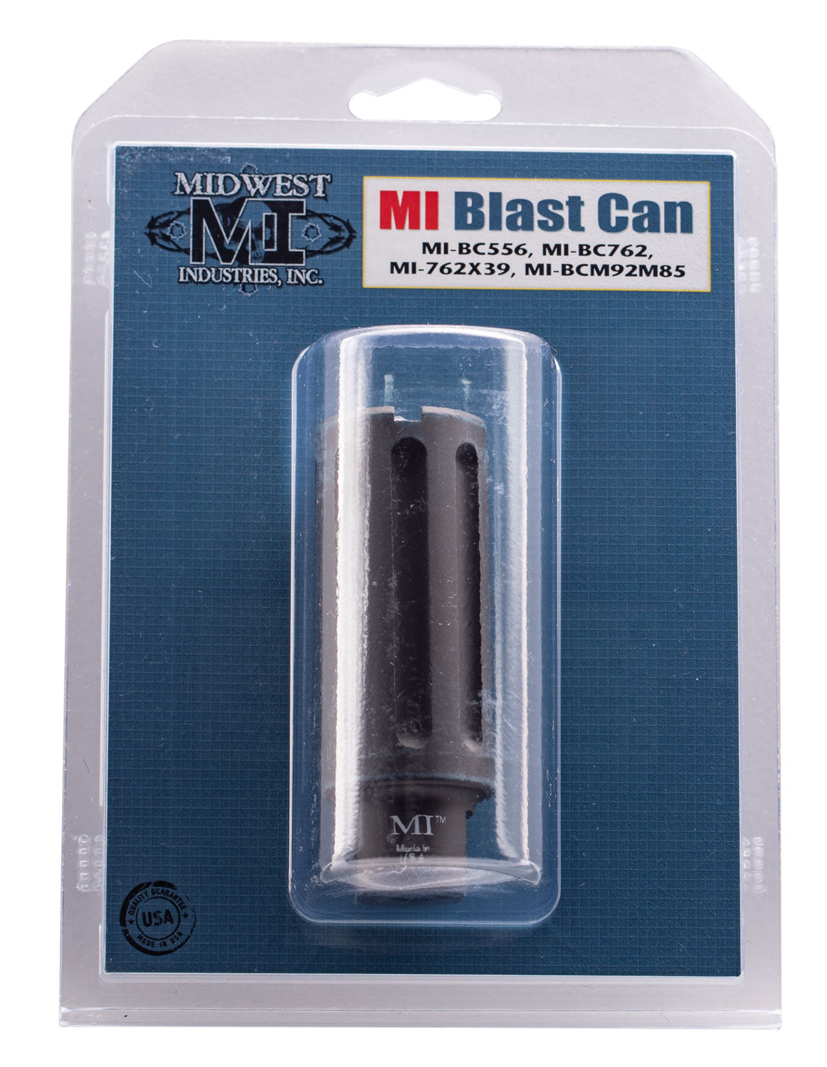 Midwest Industries MIBC556 Blast Can  Black Hardcoat Anodized 6061-T6 Aluminum with 1/2"-28 tpi Threads, 3.38" OAL & 1.2