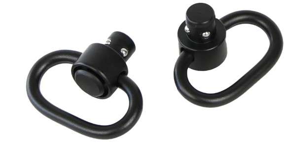 BULLDOG DELUXE QD PUSH BUTTON SWIVEL SET 1.25 IN BLK STEEL ( 20 PER CASE )