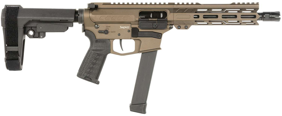 CMMG PISTOL, BANSHEE, FIXED EJECTOR, 9MM, 8", MIDNIGHT BRONZE W/ADJ RIP BRACE