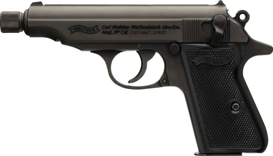 dWALTHER PP SD 32ACP PISTOL BLACK 3.9" THREADED BARREL 8RD MAGAZINE