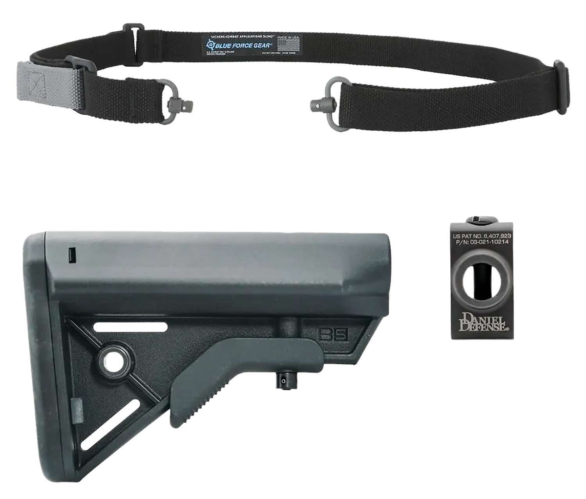 BLUE FORCE ARMY SLING KIT VCAS-PB-125-AA-BK P-RAIL-PB-BK BUTTSTOCK-B5BRAVO-BK BLACK