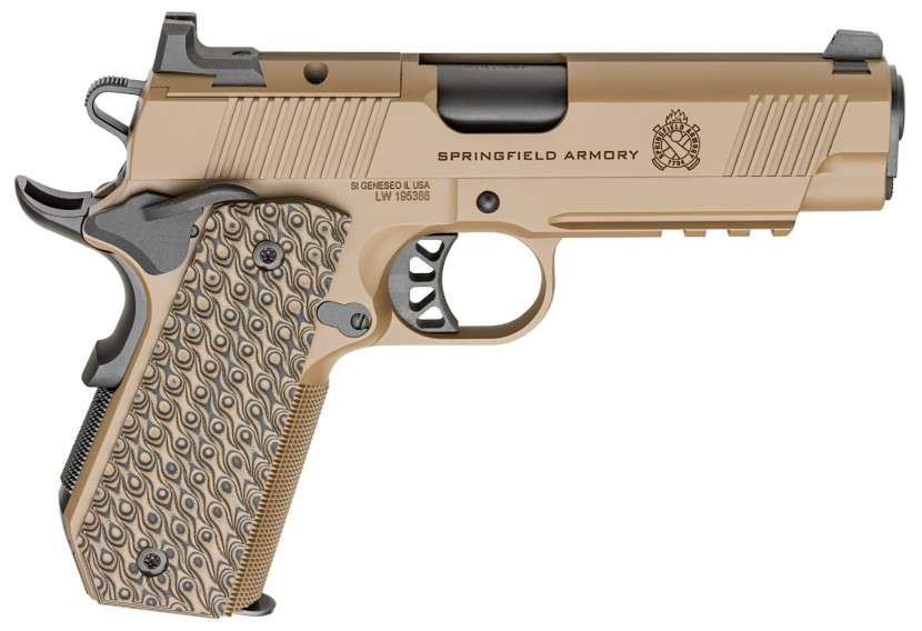 SPRINGFIELD ARMORY 1911 TRP AOS 9MM PISTOL 4.25" COYOTE CARRY CUT, RAIL, 3-9RD MAGS