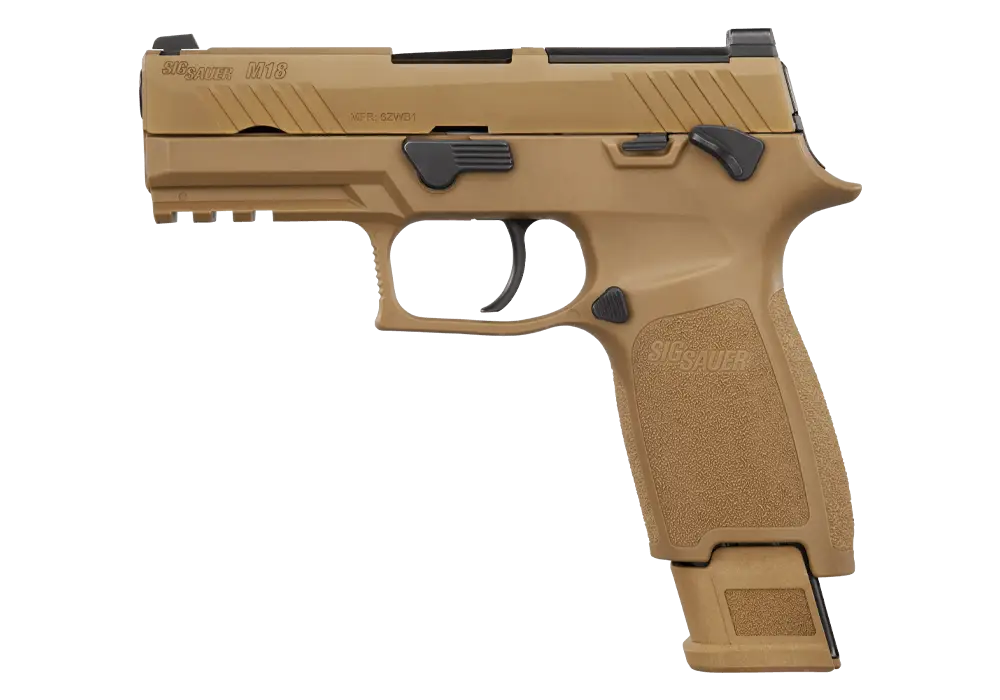 SIG SAUER M18 CSS 9MM PISTOL 3.9" COYOTE TAN M.S. 2-21RD 1-17RD MAGS