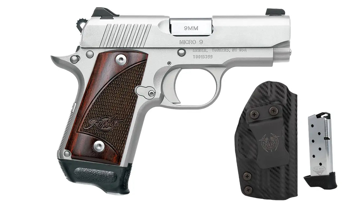 KIMBER MICRO 9 STAINLESS ROSEWOOD RTC-K BUNDLE PISTOL HOLSTER, 2-7RD MAGS