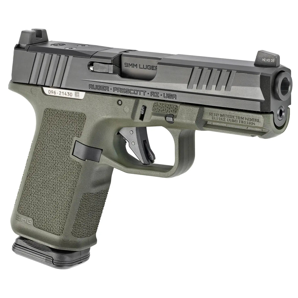 RUGER RXM 9MM PISTOL 4" BBL ODG MAGPUL EHG, O.R. 2-15RD MAGS