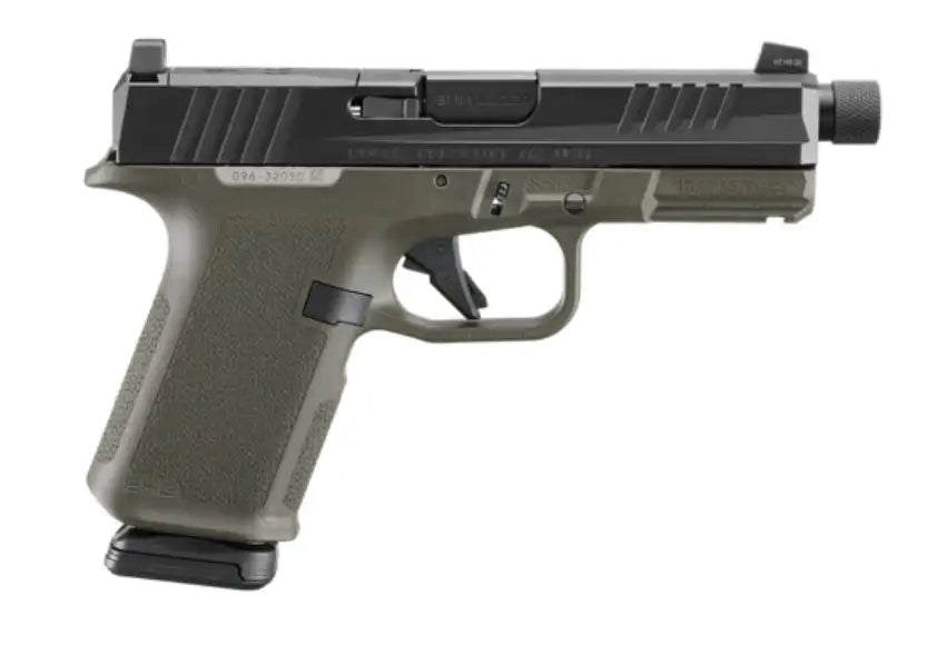 RUGER RXM THREADED 9MM PISTOL 4.5" BBL OD GREEN MAGPUL EHG, O.R. 2-15RD MAGS