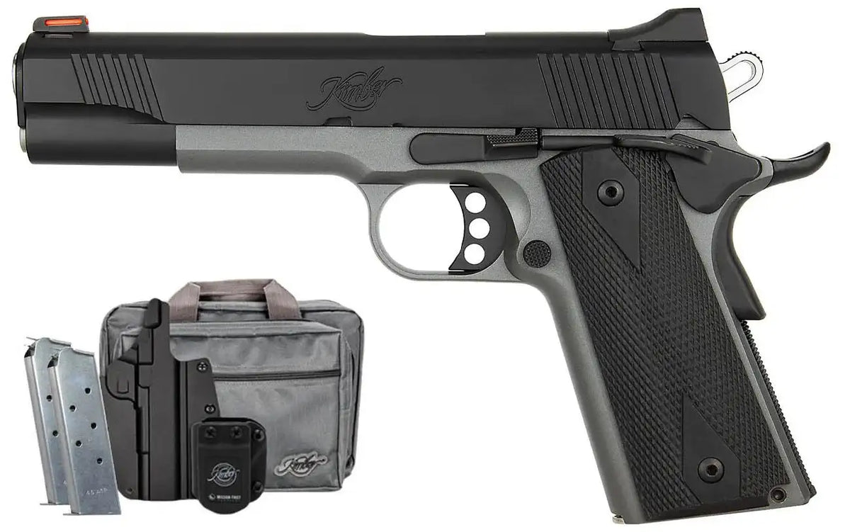 KIMBER 1911 CUSTOM LW SHADOW GHOST BUNDLE 45ACP STS 3-7RD MAGS, MFT HLSTR, MFT MAG HLSTR, RANGE BAG