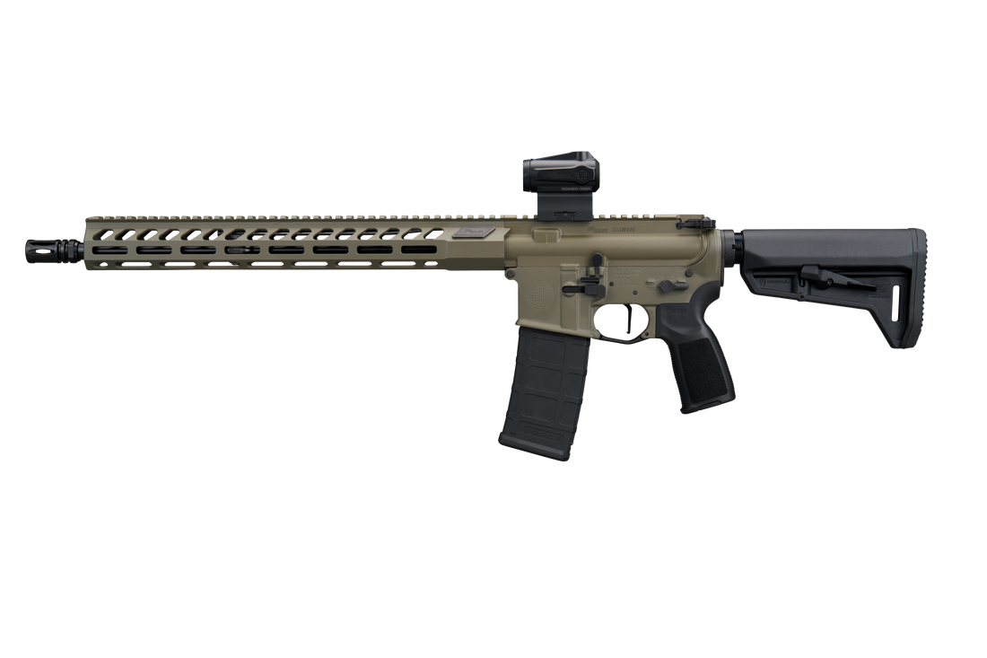 SIG SAUER M400 FORGE 5.56 RIFLE 16.5" BBL, MOSS GREEN, ROMEO MSR G2, TELESTOCK 1-30RD MAG
