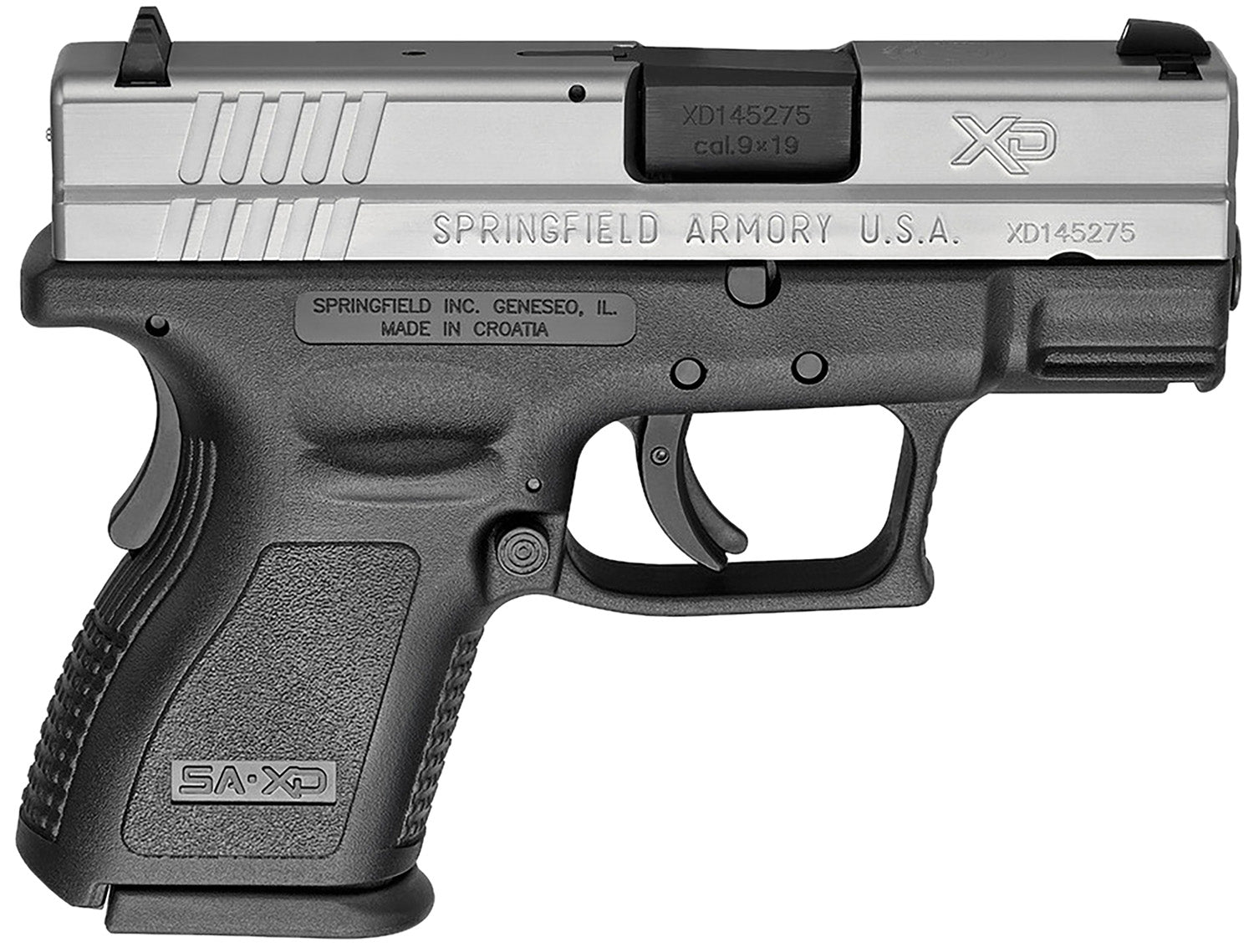 Springfield Armory XD9821 XD *CA Compliant Sub-Compact Frame 9mm Luger 10+1, 3" Black Melonite Steel Barrel, Serrated St